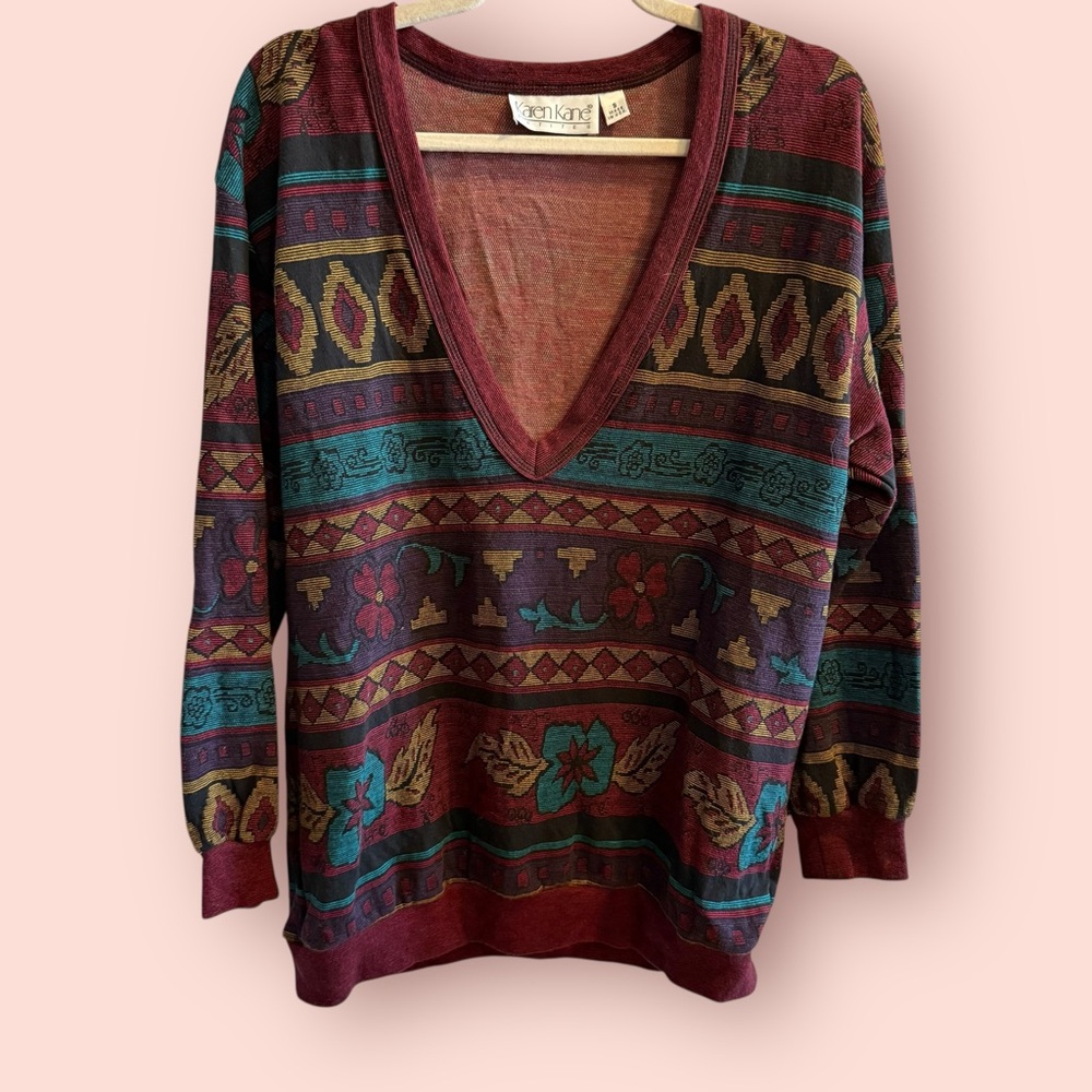 Vintage Karen Kane Petite Southwestern Knit Top